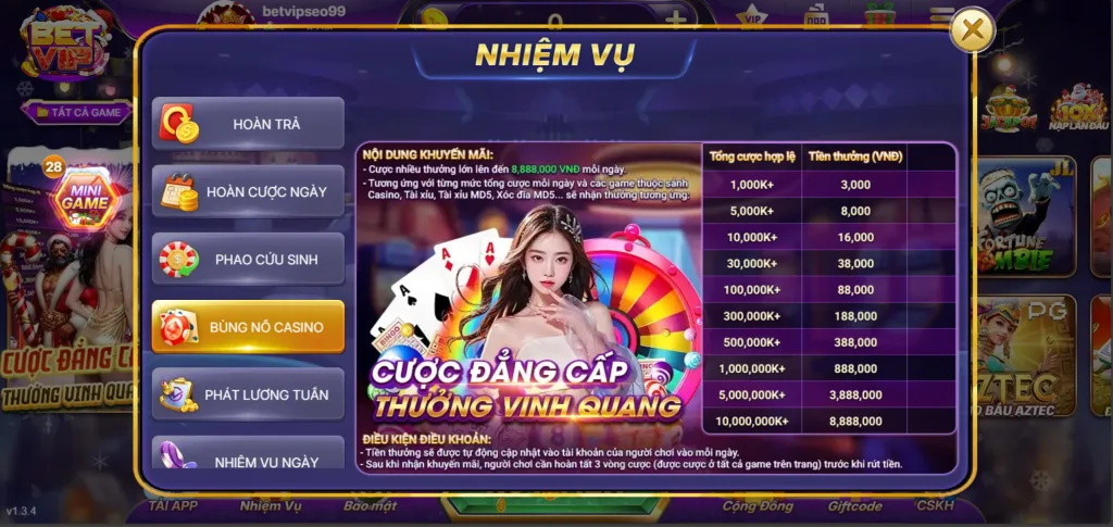 Bùng nổ casino Betvip